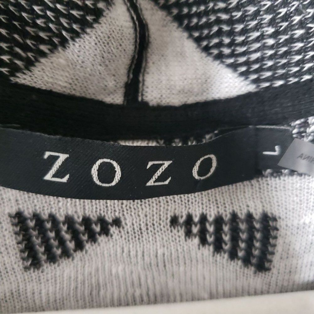 ZOZO woman Size L Long Cardigan Linen Viscose blend Geometric print Open Front - Picture 4 of 5
